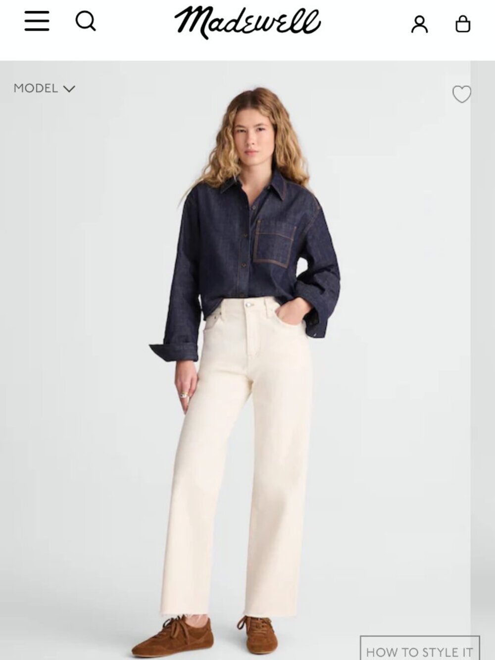 Madwell - The Perfect Vintage Wide Leg Jean - Cream - 26